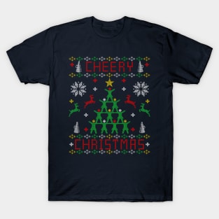 Cheerleader Cheery Cheer Ugly Christmas Sweater Party Shirt T-Shirt